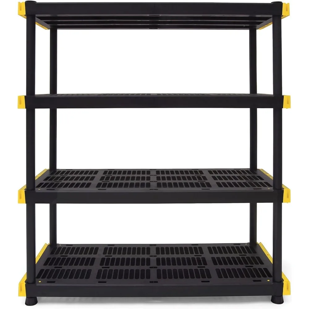 Imagem -02 - Cx®unidade Plástica do Shelving do Armazenamento para o Órgão Interno e Exterior 4-tier Resistente 200lbs Shelf 55 h x 48 w x 20 d cx Preto e Amarelo