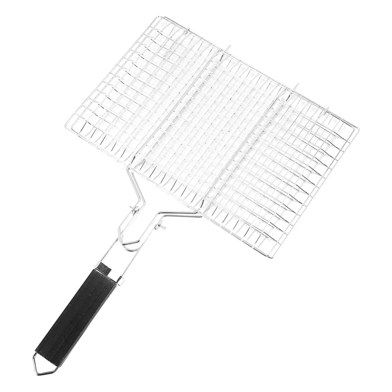 

Grill Accessories,Grill Basket,Grill Rack,Portable Folding Stainless Steel Fish Grilling Basket With Removable Handle