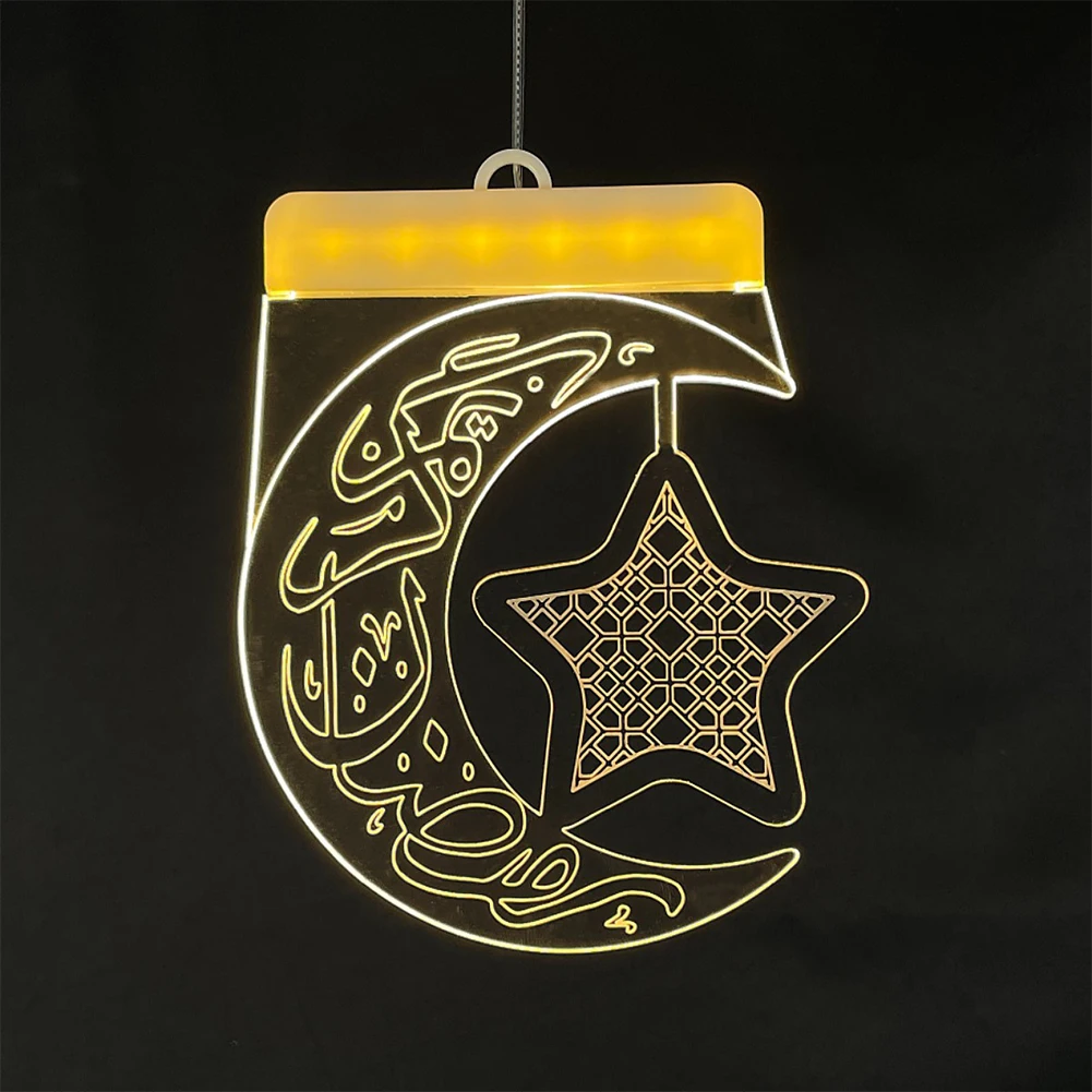 LED muzułmańskie światła księżyc gwiazda do zawieszenia Ramadan dekoracje 3D księżyc gwiazdka lekki wiszący Ornament akcesoria do upominków na imprezę domową