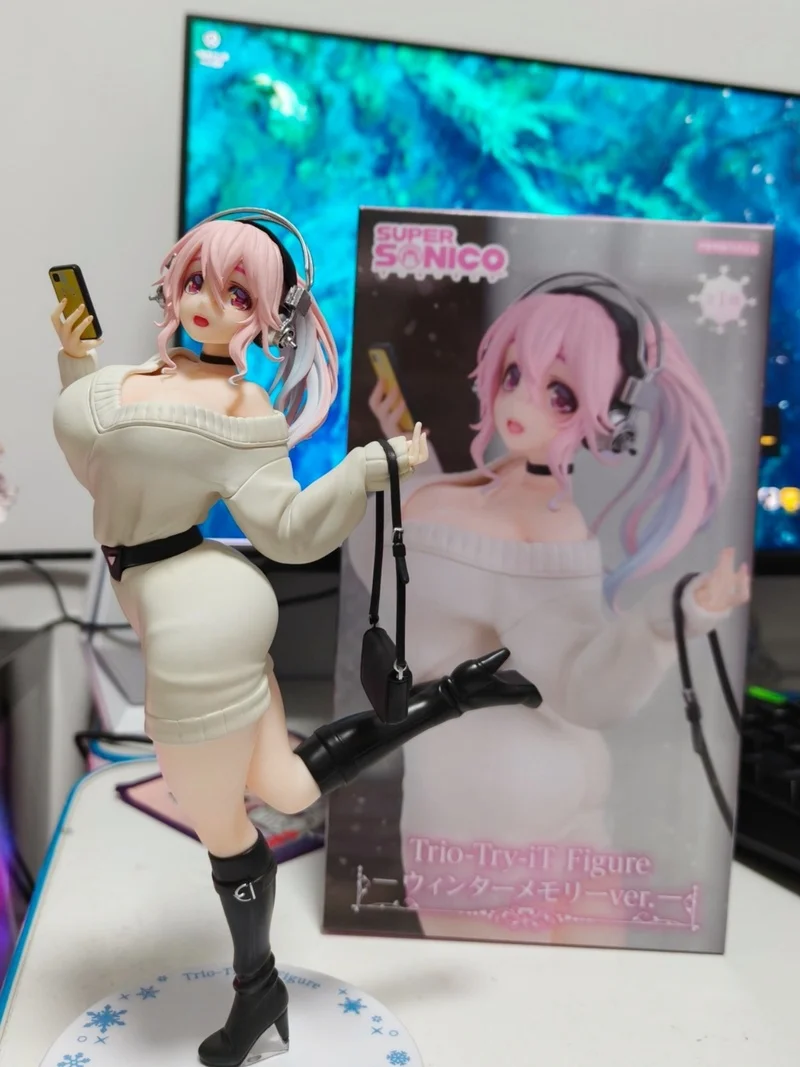 Original Furyu 30cm Super Sonico Anime Action Figures Bunny Girl Tuxedo Pvc Model Figurine Toys Collection Desktop Ornaments