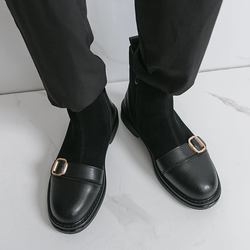 Туфли, кожаные, мужские туфли на липучке, с круглой головкой, дышащие, деловые, повседневные, формальные, из воловьей кожи, для среднего и пожилого возраста, папина ш