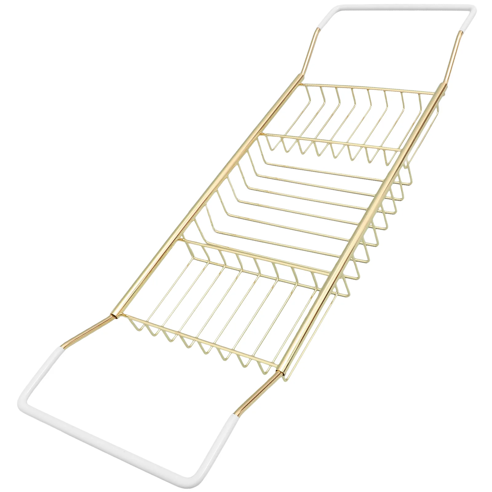 

Wire Bathtub Shelf Tablet Holder Home Tray Bookshelf Golden Stainless Steel Storage