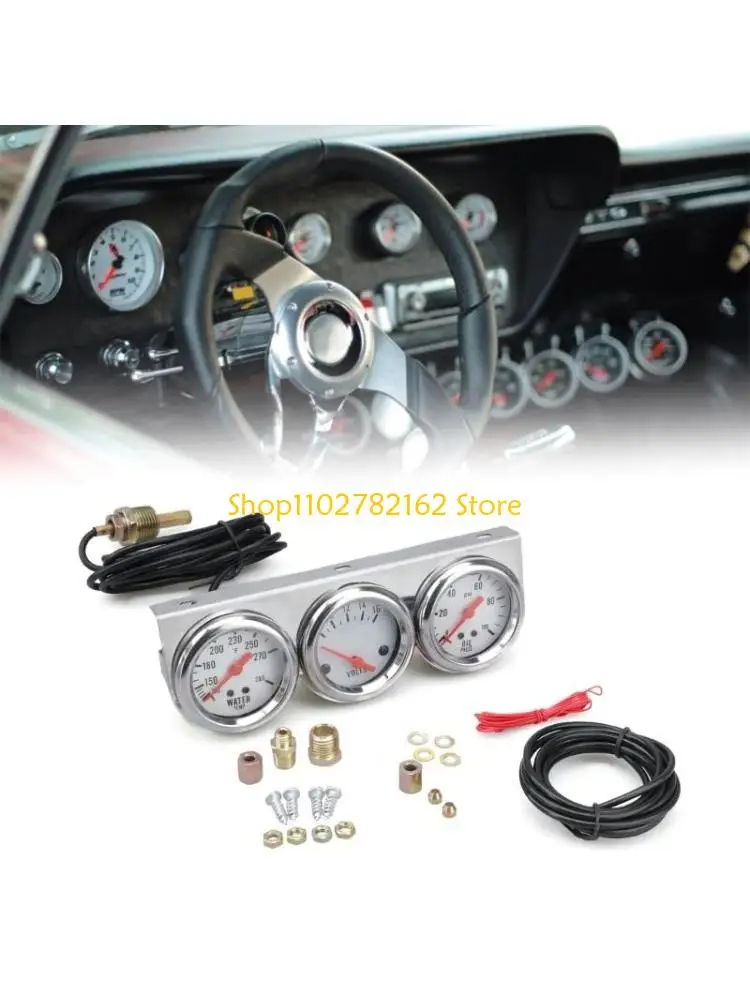 

547B Car Triple Gauge 52mm Gauge Car Voltage+Oil Pressure+Water Temp Meter