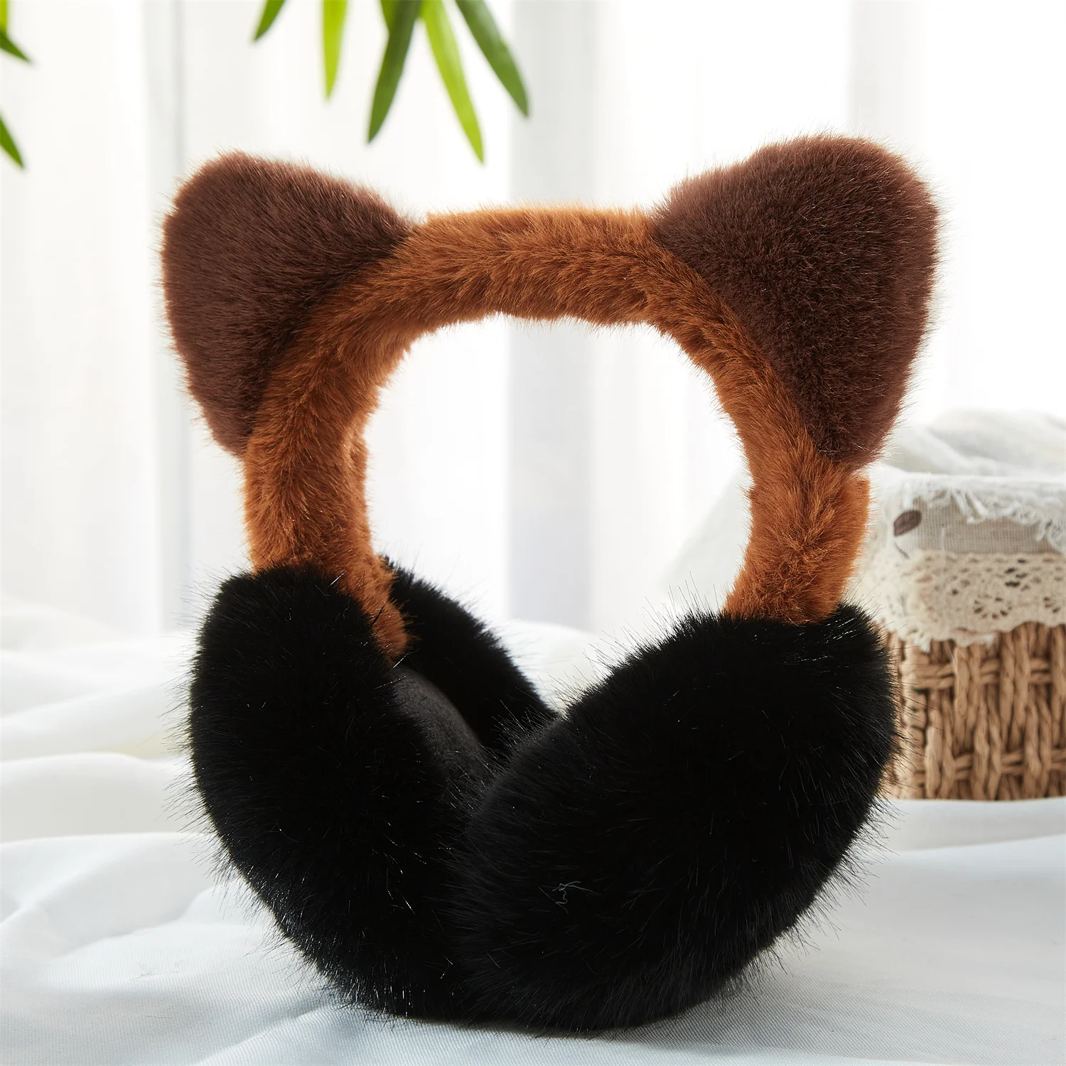 Red Panda shape earmuffs Cute animal same Innovation Two sides red and white ear woman earmuffs role play party apparel