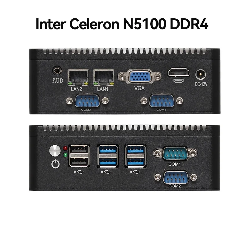 Inter Celeron N2840/J2900 كمبيوتر صناعي صغير يدعم كمبيوتر Linux WiFi مع 2xLAN 4xRS232 6xUSB 1xHDMI 1xVGA Windows10 جاهز