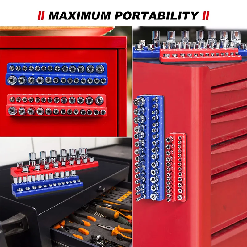ตัวจัดระเบียบซ็อกเก็ตแม่เหล็ก | ชุดยึดซ็อกเก็ต3ชิ้น | ไดรฟ์1/2,3/8และ1/4 "| มี68ซ็อกเก็ต | ออแกไนเซอร์เครื่องมือคุณภาพระดับมืออาชีพ