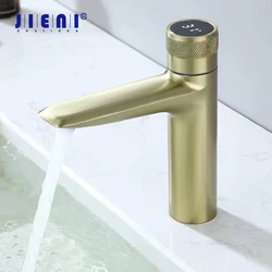 JIENI Chrome High-Tech Generazione d'acqua Display digitale a LED Rubinetto per lavabo Miscelatore Rubinetto per bagno Rubinetto dal design moderno con flusso nero