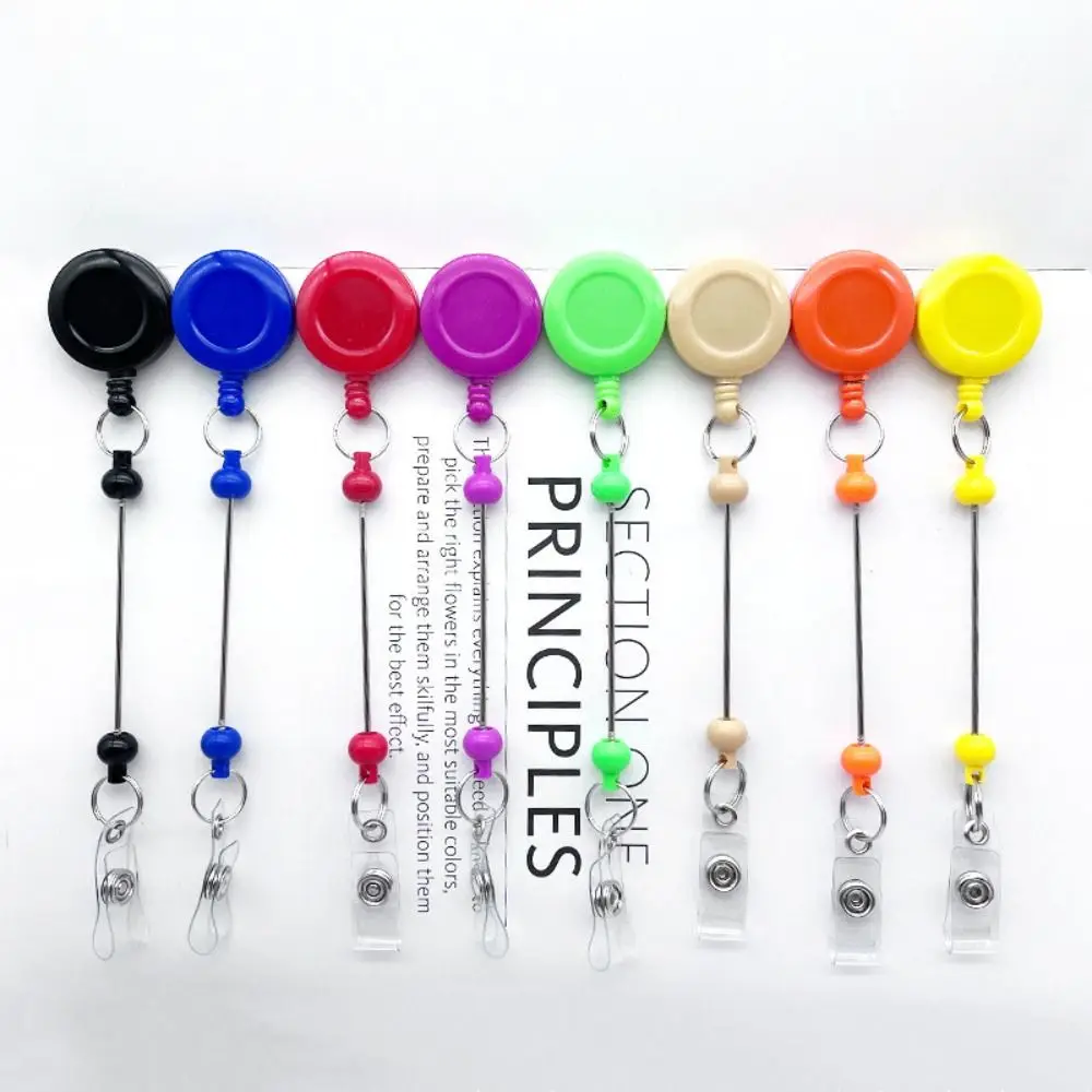 Beadable Retractable Badge Reel Hospital Use Belt Clip Name Tag Easy Pull Buckle Work Card Blank Bar ID Badge Holder Students