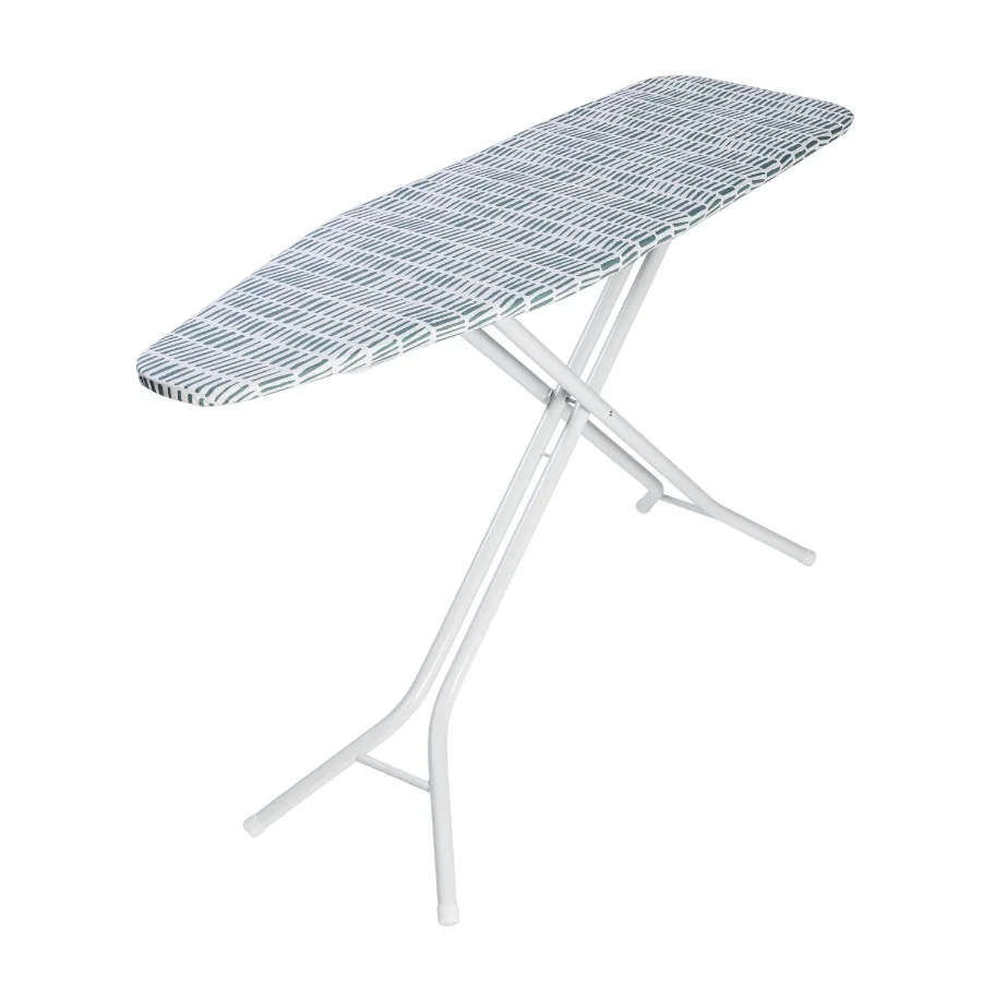 

Full‑Size 4‑Leg Ironing Board 53" x 14" Adjustable Height Steel Frame Thick Padded Cotton Cover Non‑Slip Feet Lattice Grey