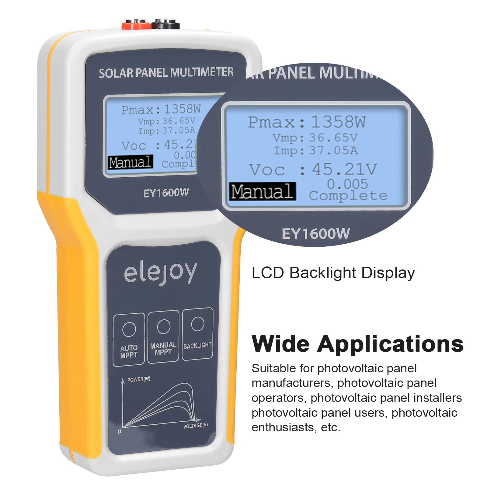 EY1600W/EY800W/EL400B Solar Panel Tester Photovoltaic Panel Multimeter Auto/Manual MPPT Detection Voltage Testing Tool Voltmeter