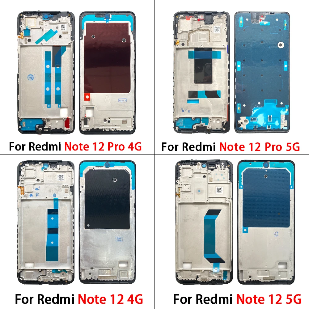 Nowa obudowa przednia z ramką na ekran LCD, części zamienne do Xiaomi Redmi Note 11S 11E 11 12 Pro Plus 5G 12 4G 12S