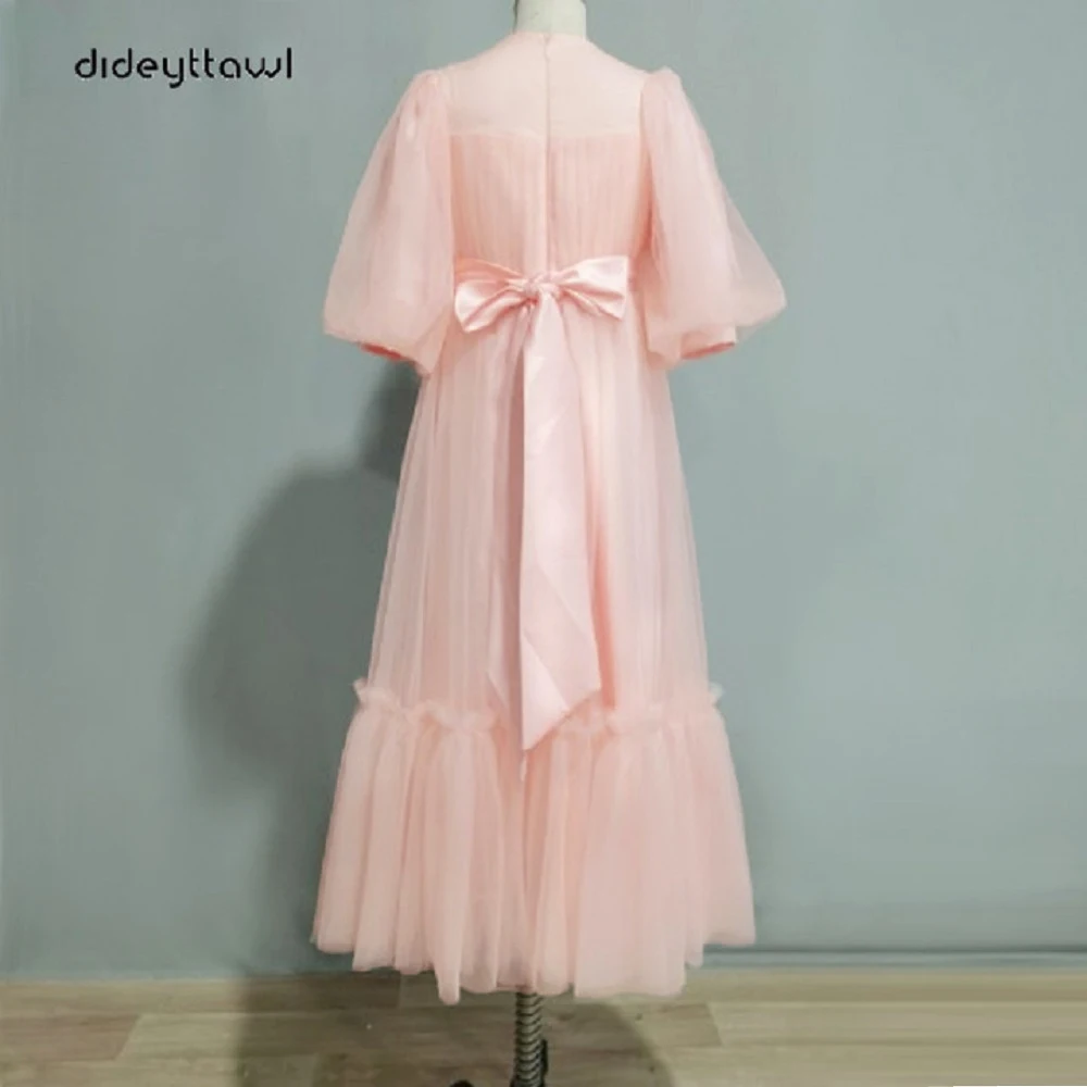 Dideyttawl Customized Tulle Short Puff Sleeves Flower Girl Dress Ruffles Pleated Floor Length Sashes Junior Concert Gown