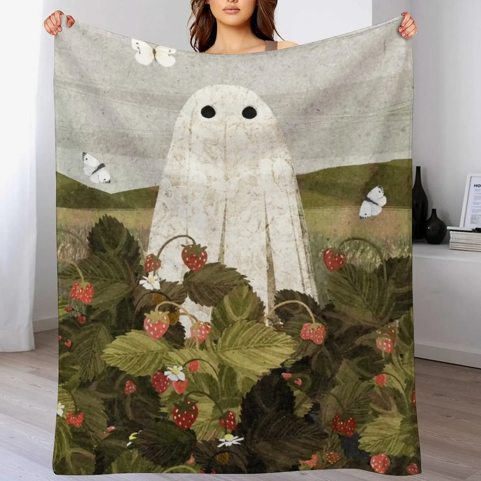 Strawberry Fields Throw Blanket Plush Fuzzy Cozy Blanket for Couch Sofa