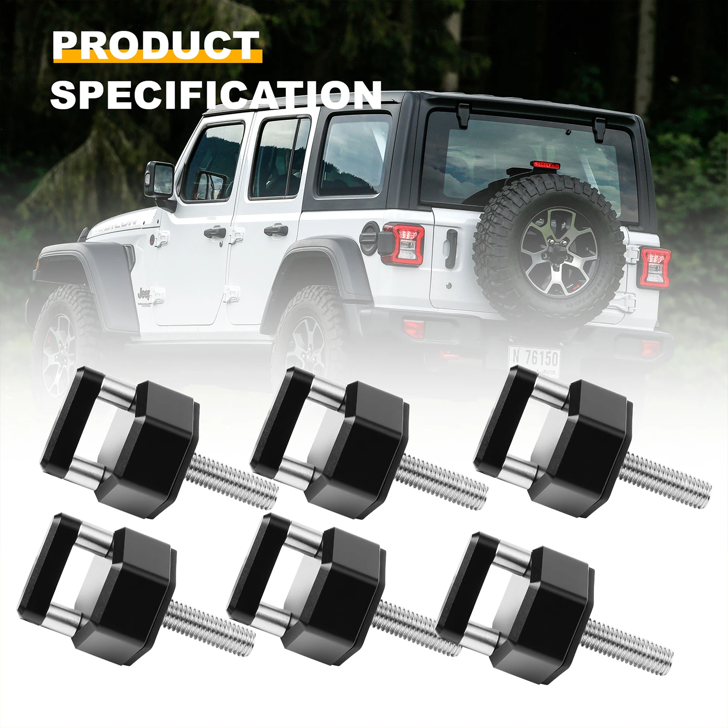 6X Aluminum Hard Top Quick Removal Fastener Thumb Screw for jeep Wrangler JK JL