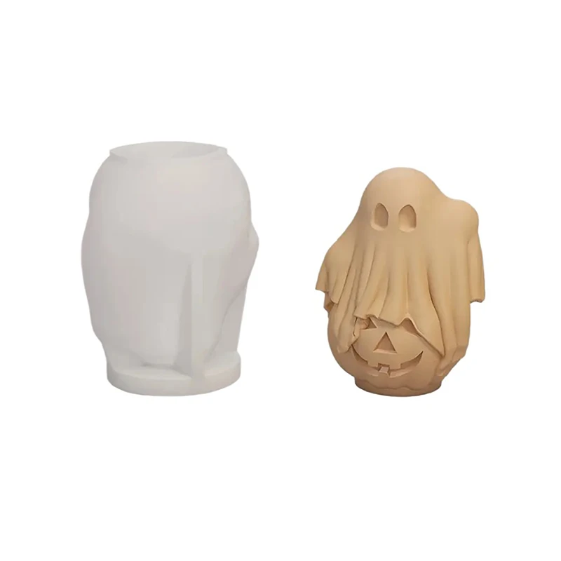 Molde de silicona para velas de aromaterapia, Serie de Halloween, cabeza de calavera de calabaza, molde de yeso nupcial, molde creativo para decoración de pasteles