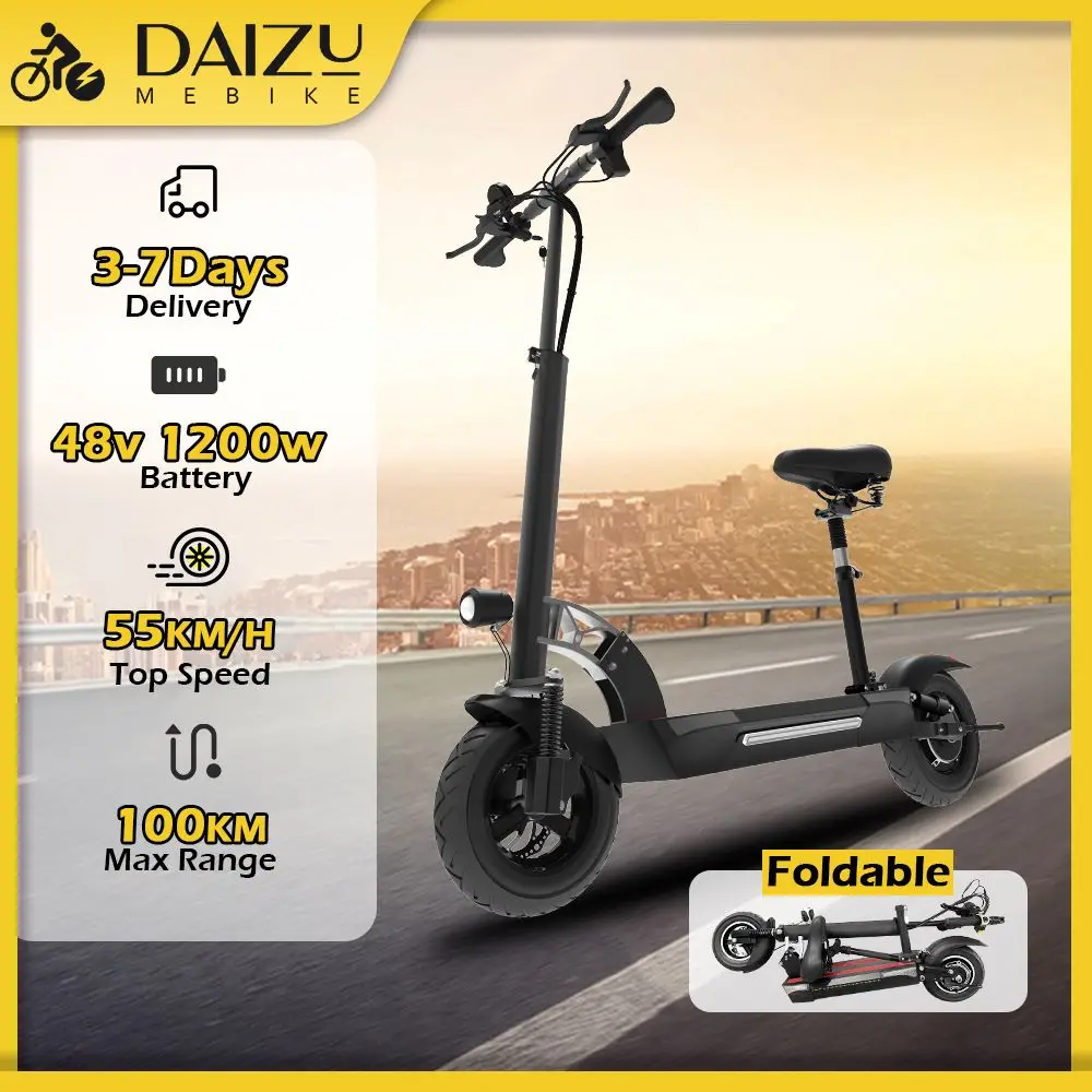 1200W Single Motor X48 Electric Scooter 48V Lithium Battery E Scooter Top Speed 55KM/H with 10 Inch Pneumatic Tire for Adults