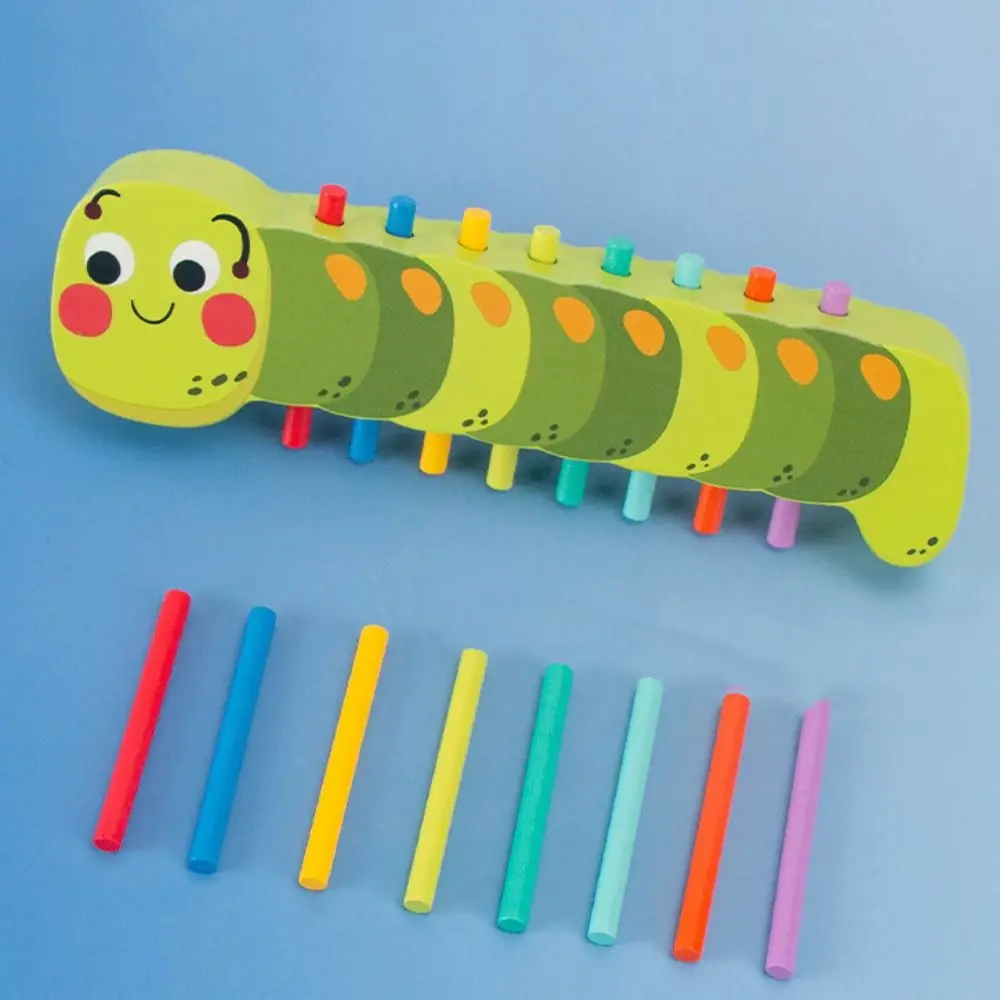 Early Education Caterpillar Color Matching Game Wooden Cartoon Animals Wooden Puzzle Number Fine Motor Skills
