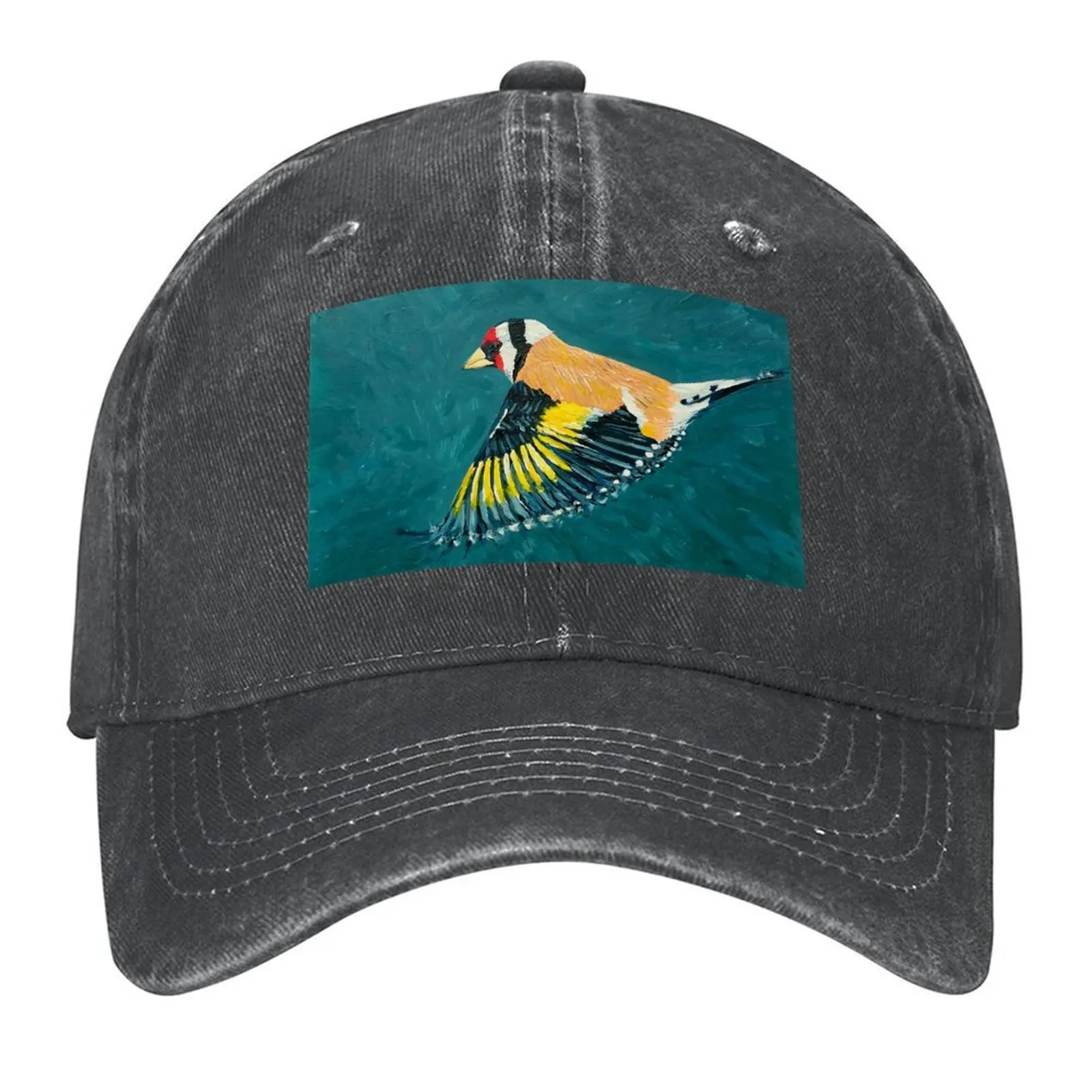 

Goldfinch in Flight Baseball Cap Hat Man For The Sun Hat Baseball Cap funny hat black Woman Men's