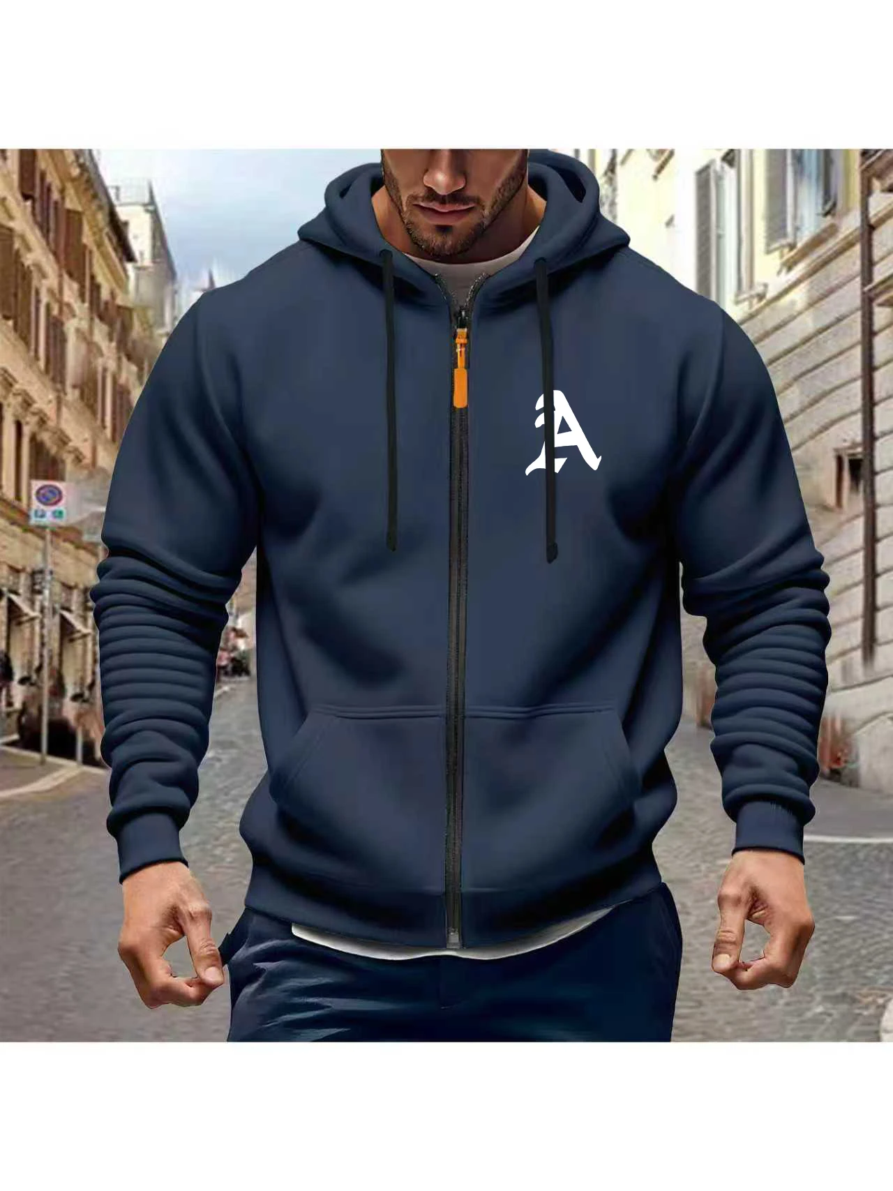 جديد الرجال نسيج سميك مقنعين سستة البلوز عارضة الخريف الشتاء الشارع الشهير مريحة البلوز مع جيب هوديي