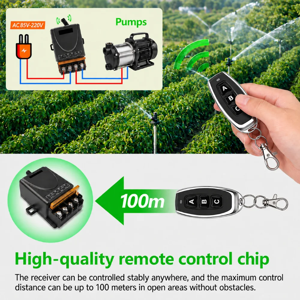 FUNNYSHIELD 433Mhz Universal Wireless Remote Control Switch 30A AC 110V 220V 100 Meters Relay Receiver for Pump Motorcycle DIY