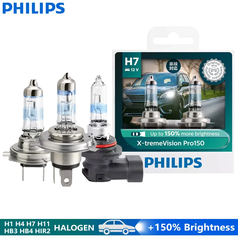 

Philips X-tremeVision Pro150 H1 H4 H7 H11 HB3 HB4 HIR2 Автомобильная галогенная фара 9005 9006 9012 12 В + 150% ярко-белая оригинальная лампа