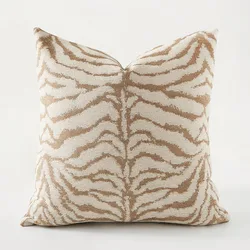 Zebra Print Pillows Khaki Brown Jacquard Cushion Case 45x45 50x50 Modern Decorative Pillow Cover For Sofa Chair Home Decorations