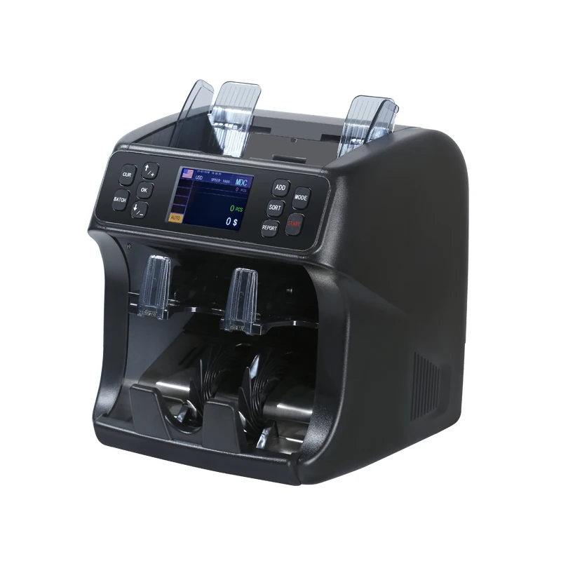 

Two Pockets 2CIS Currency Detector Counter Machine with LED Display Mix Denomination Cash Counter