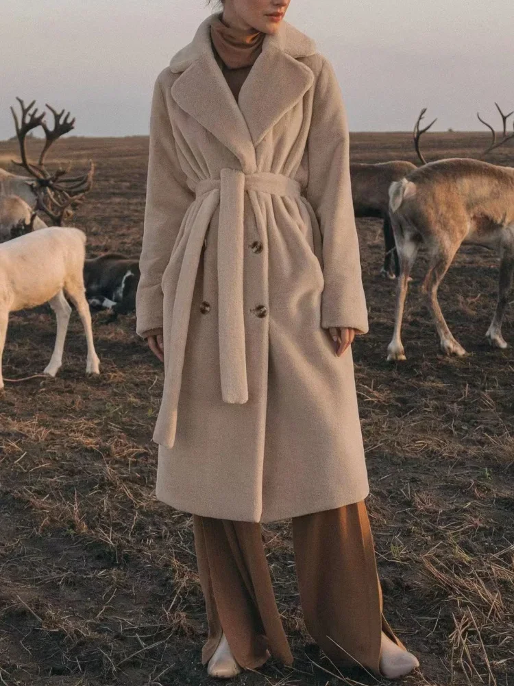 2025年新作 レディース 冬 無地 ロング フェイクミンク ファーコート 女性用 ファッション 長袖 ラペル シングルブレスト プラッシュ オーバーコート