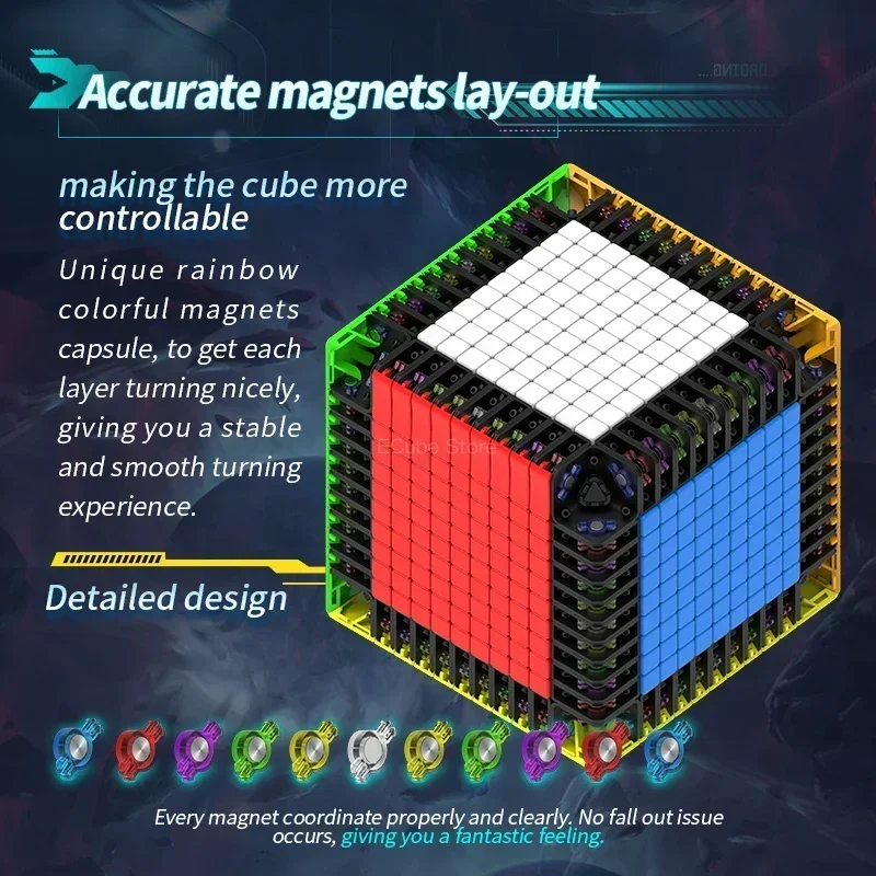 [ECube] DianSheng Galaxy 11M 11x11x11 Magnetischer, selbstklebender Cubo Magico Puzzle Speed Magic Cube Professional