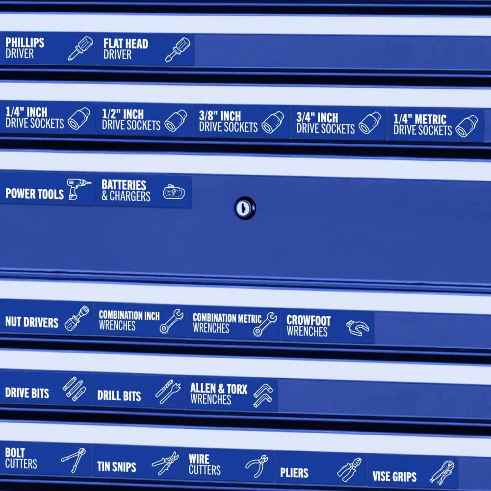 Tool Storage Box Labels 80pcs Magnetic Toolbox Labels Reusable Organizer Tags for Tool Chests Steel Drawers Carts Cabinets