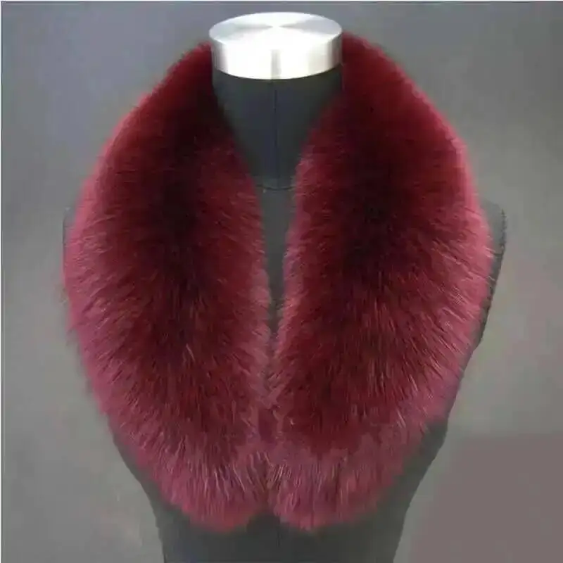 Natural Color Raccoon Fox Real Fur Collar Scarf Genuine Big Size Scarves Warp Shawl Neck Warmer Stole Muffler with Clip Loops #6