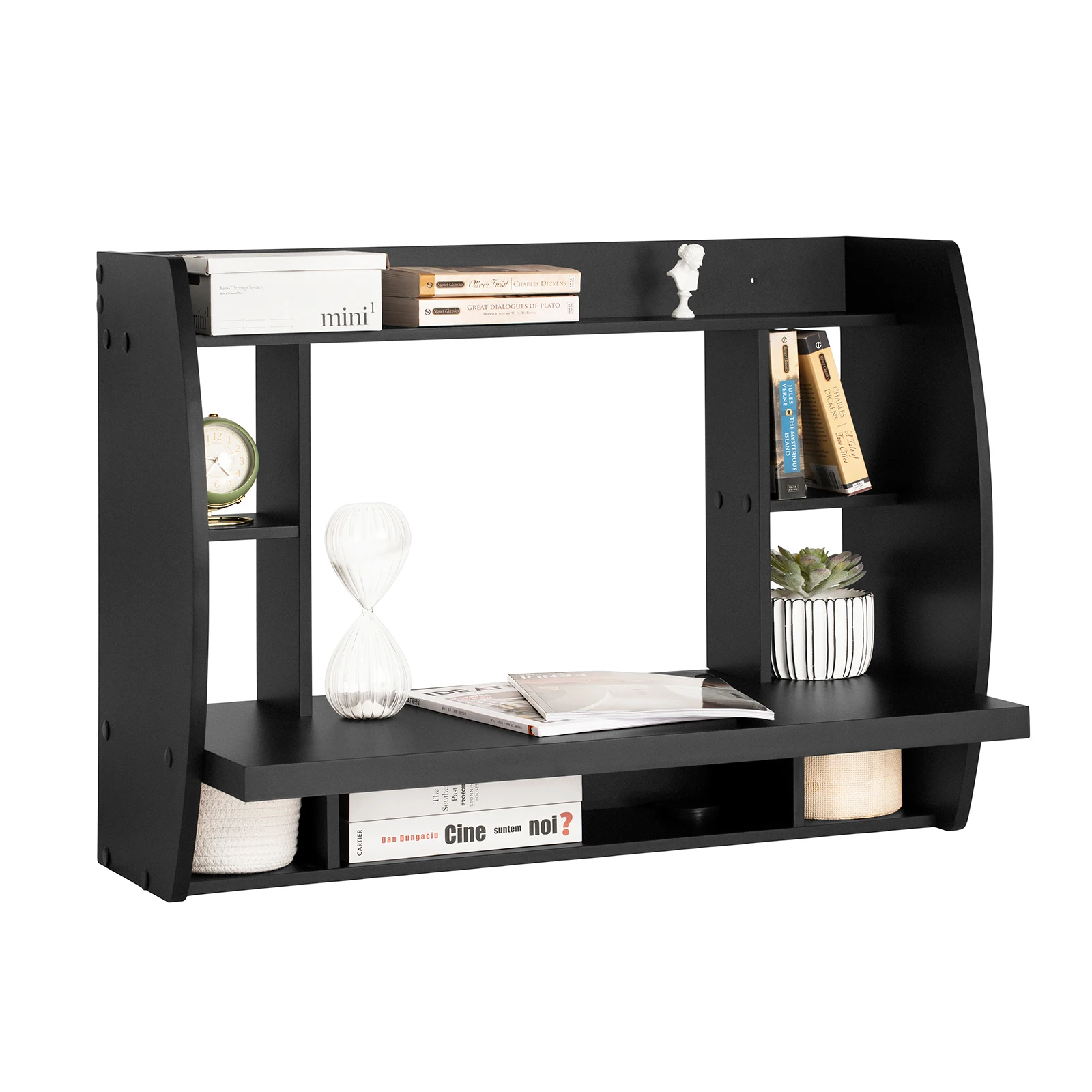 SoBuy FWT18 Mesa de pared en negro, armario, mesa de ordenador, mesa de escritura para niños, BHT aprox. : 82x60x39cm