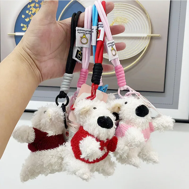 Kawaii West Highland Plush Doll Toys Key Chain Schoolbag Pendant Backpack Hanging Decoration Cartoon Kids X-Mas Gifts For Girls