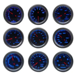 52mm Boost/Vacuum/Water Temp/Oil Temp/Oil Press/Voltage/Tachometer/Air Fuel Ratio/EGT Gauge Analog Blue Led+ 52MM Gauge Pods