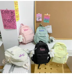 Customized Backpack Personalized Name Women's Candy Colored Student Backpack Large Capacity Travel Backpack