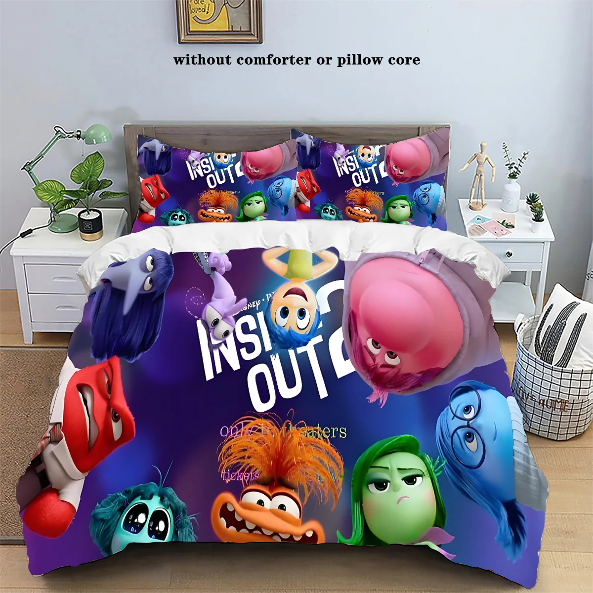 Inside Out 2 Bedding Sets Cartoon Print Comforter Cover Bed Cover Duvet Cover Pillow Case 2-3 Pieces Sets Home Decor