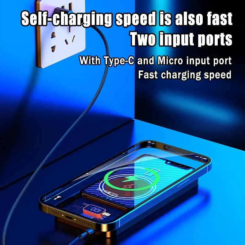 20000mAh Magnetic Power Bank 15W Wireless Fast Charging External Battery for Iphone14 13 Mini Portable Digital Display Powerbank