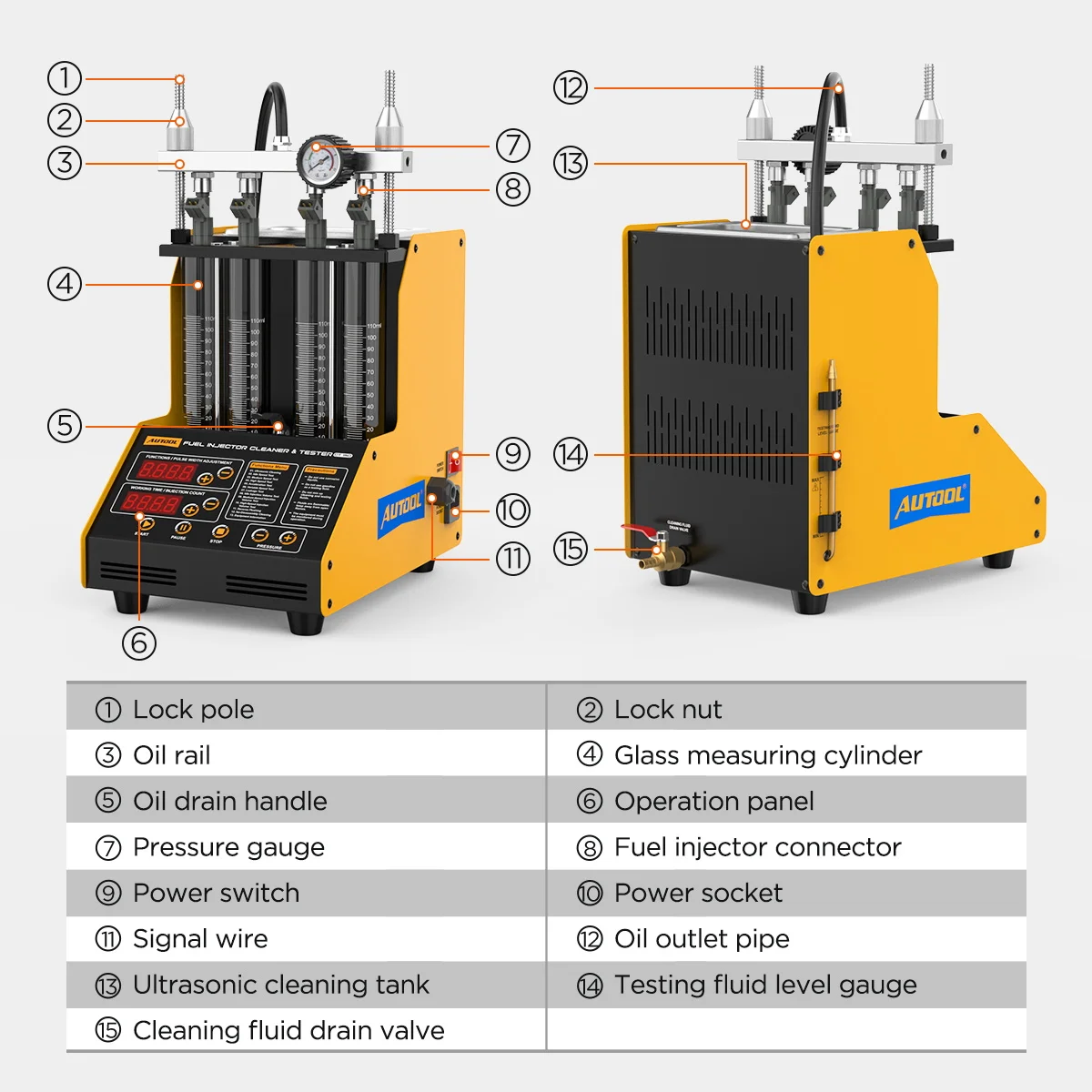 AUTOOL Auto-Kraftstoffeinspritzdüsen-Reiniger-Tester CT150 EFI MPI SFI Ultraschall-Auto-Tester Reinigungsmaschine Reiniger-Tester 110-230V PK V308 – Detail 10