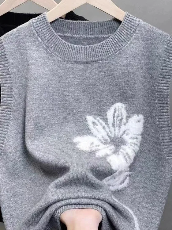 

Новый женский шерстяной вязаный жилет с круглым вырезом, в стиле пэчворк, универсальный, модный и удобный, для многослойных образов.