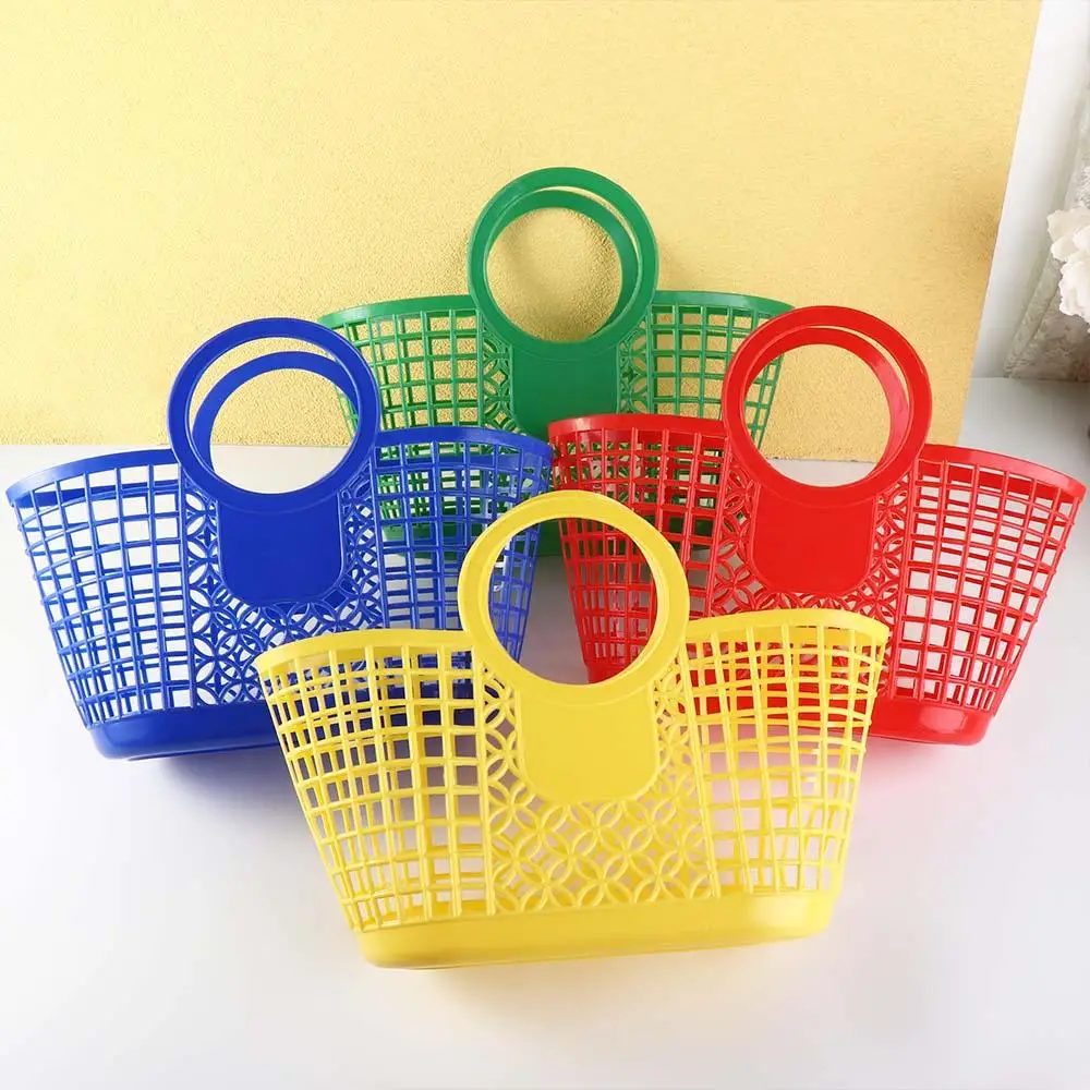 Portable Plastic Hollow Hanging Hand-Held Kitchen Bathroom Accessories Basket Storage Basket Toy Organizer