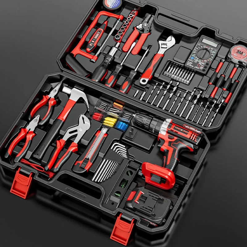 Hammer Multifunctional Toolbox Electrician Hardware Maintenance Plastic Tool Bag Kit Set Tongs Electric Metal Household Items