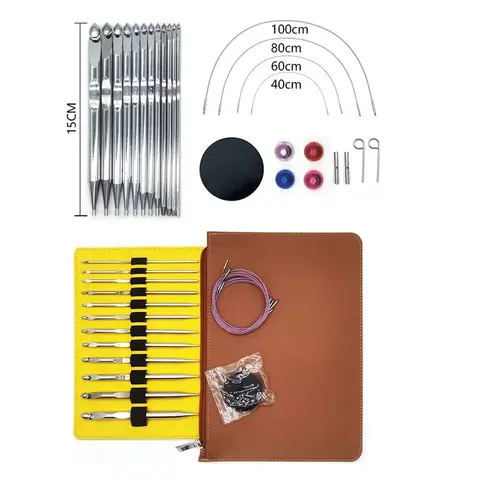 Interchangeable Afghan Tunisian Crochet Hooks Circular Weaving Needle Carpet Crochet Hook Set With Needle Storage Bag