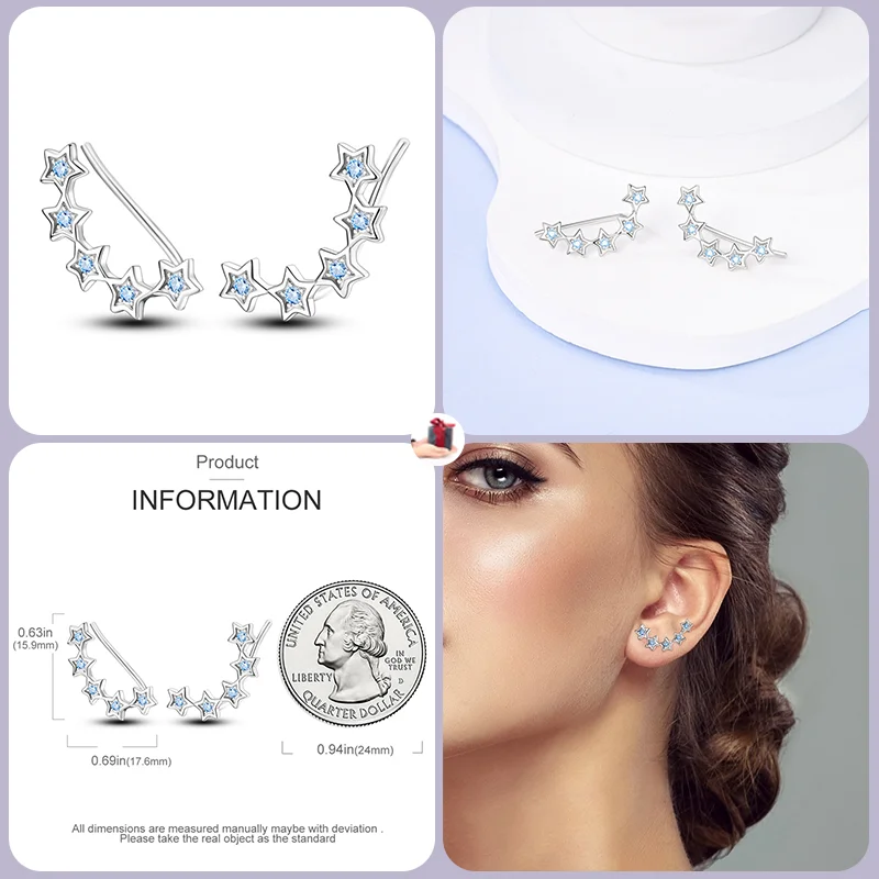 Pendientes de plata de ley 100% para mujer, aretes con forma de estrella, abeja y corazón, joyería exquisita para compromiso, fiesta de boda, regalo, 925