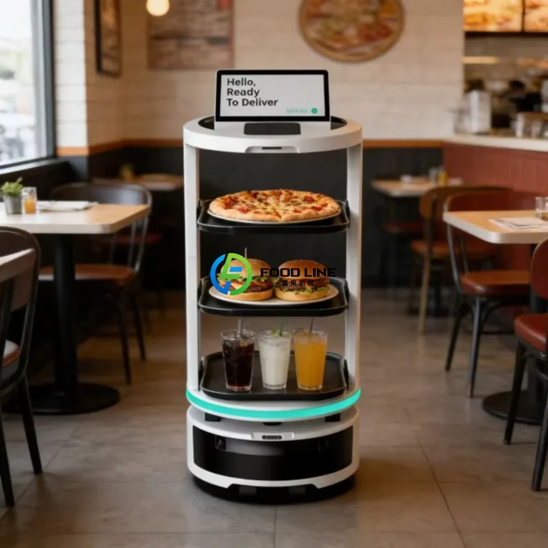 Heavy Load IoT Restaurant Delivery Robot 40m LiDAR T Navigation Technology 30kg Payload 8 Hours Non-Stop Working