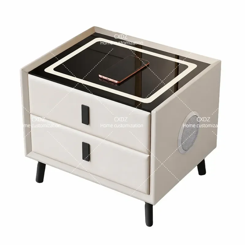 Modern Minimalist Smart Nightstand with Wireless Charging High End Luxury Bedside Table Multifunctional Storage Cabinet for