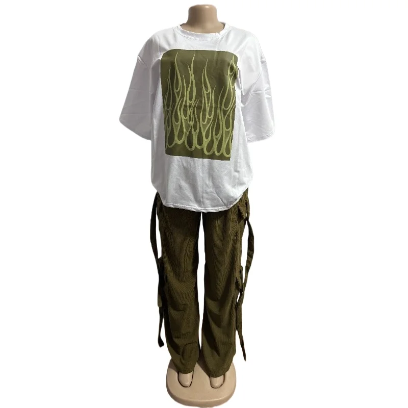 

2 Piece Women Set Dashiki African Clothes Summer Autumn New Fashion Short Sleeve Top And Pants Suit Party Lady Matching Sets