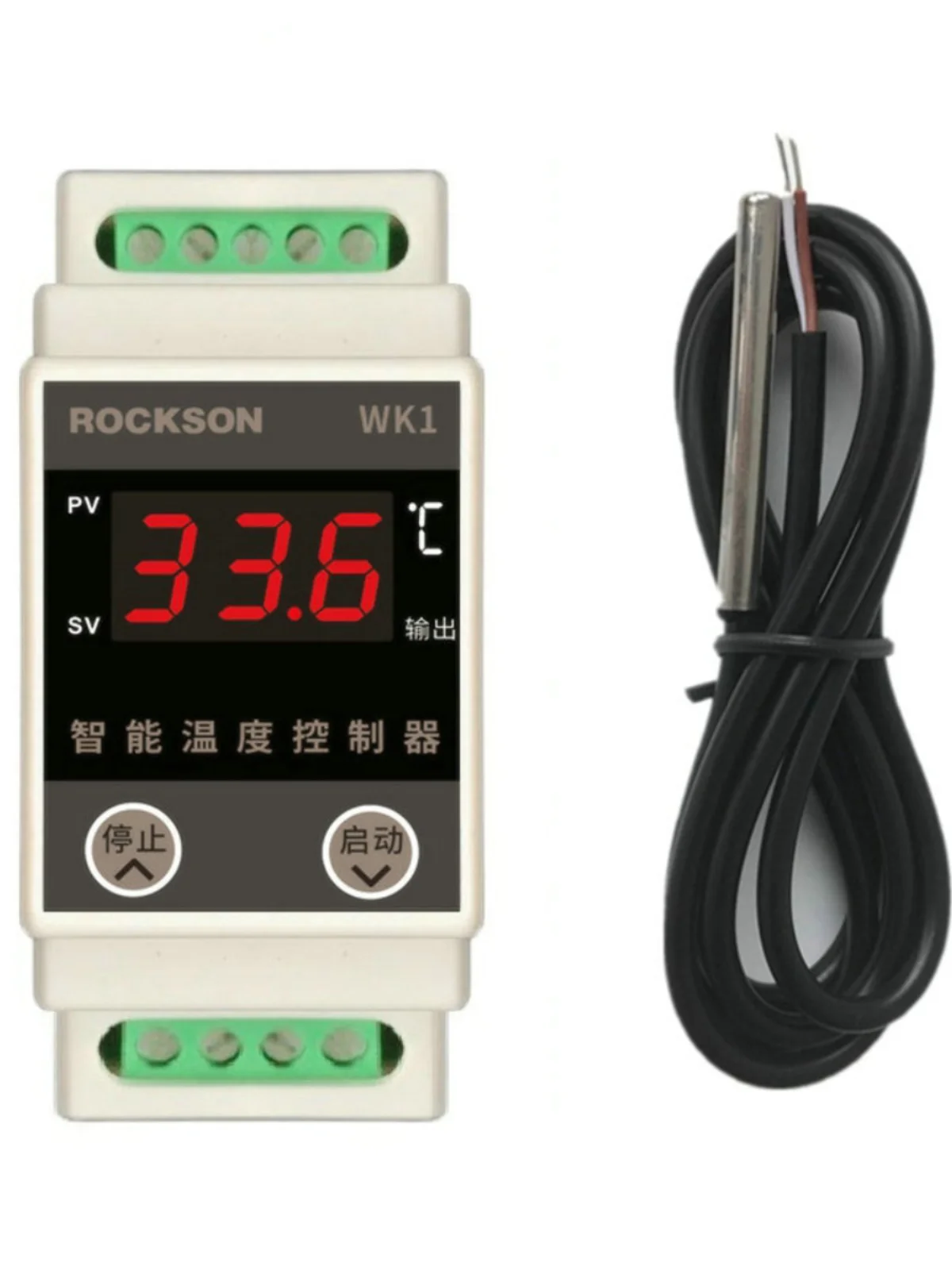 Small Volume Rail Type Thermostat Intelligent Digital Display Hot Water Upper and Lower Limit Heating Cooling Automatic Control