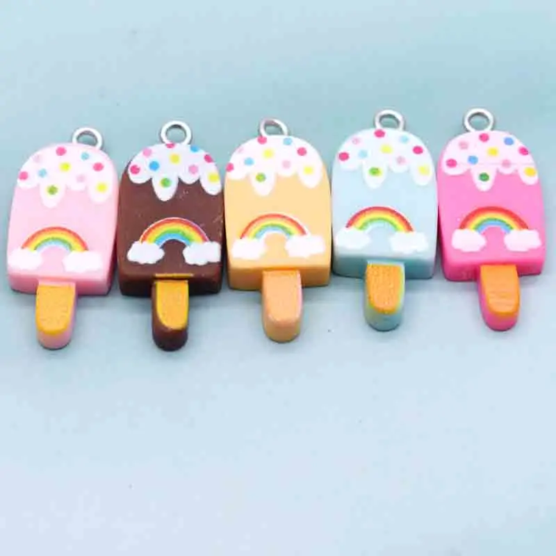 10 stücke 13*28 simulierte Regenbogen Sorbet Charms für Anhänger DIY Ohrringe Halskette Schmuck Zubehör finden