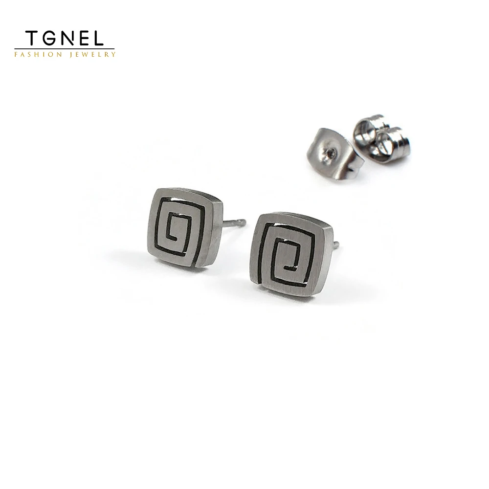 

TGNEL Square Spiral Pure Titanium Earrings Stud Nickel-Free Hypoallergenic Earrings for Sensitive Ears TIE008