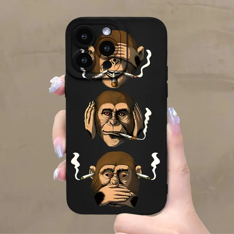 Monkey smoking graphic phone case for iphone 16 15 14 13 12 11 x XR Xs SE2 SE 8 7 plus pro Max mini silicone back cover